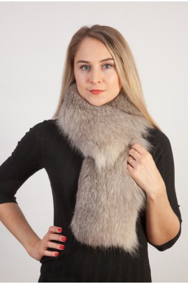 Grey fox fur scarf-collar